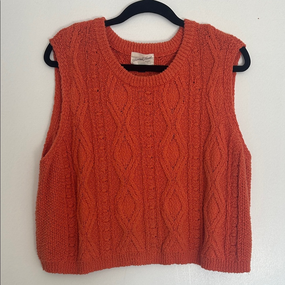 Universal Thread Rust Cable Knit Sleeveless Sweater